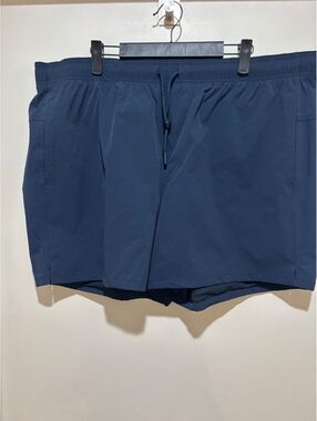 VRST Mens XXL Navy 5” Athletic Shorts Lined Drawstring Zip Pocket NWOT